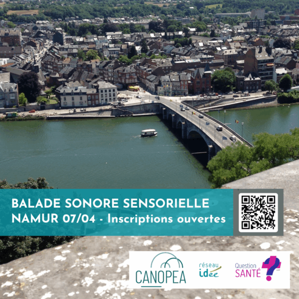 Balade sensorielle Canopea Réseau Idée Question Santé à Namur le 7 avril prochain